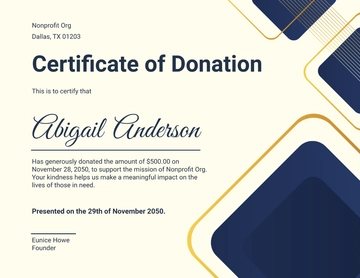 Free Donation Certificate for Nonprofit Template to Edit Online