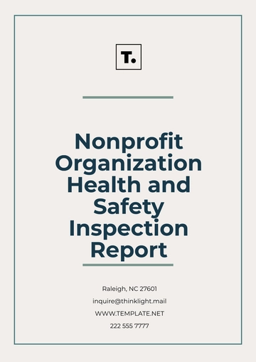 Free Nonprofit Organization Health and Safety Inspection Report Template to Edit Online