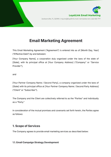 Free Email Marketing Agreement Template to Edit Online