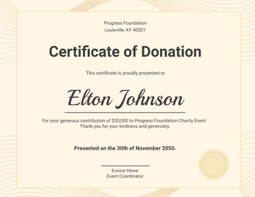 Free Donation Certificate for Charity Event Template to Edit Online