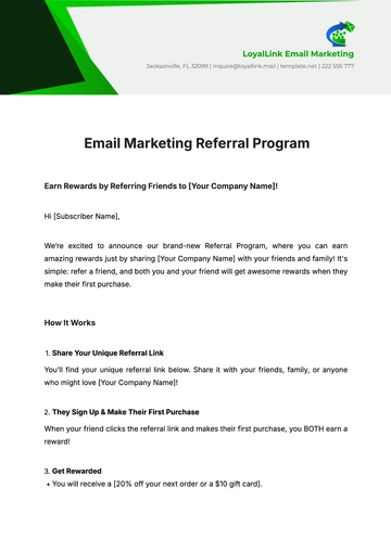 Free Email Marketing Referral Program Template to Edit Online