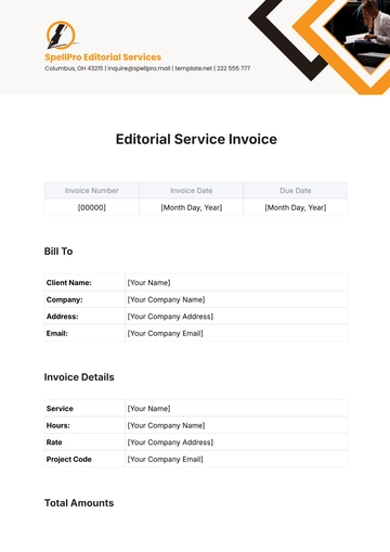 Free Editorial Service Invoice Template to Edit Online
