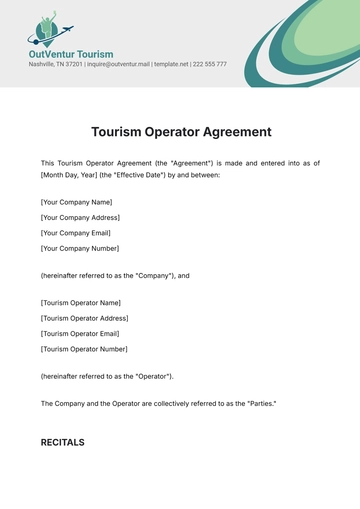 Free Tourism Operator Agreement Template to Edit Online