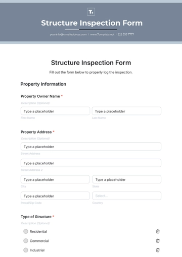 Free Structure Inspection Form Template to Edit Online
