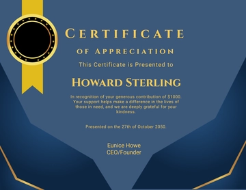 Free Donation Certificate Design Template to Edit Online