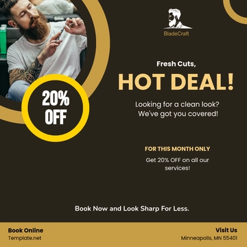 Free Barber Shop Social Media Post Template to Edit Online