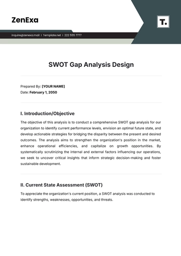 Free SWOT Gap Analysis Design Template to Edit Online