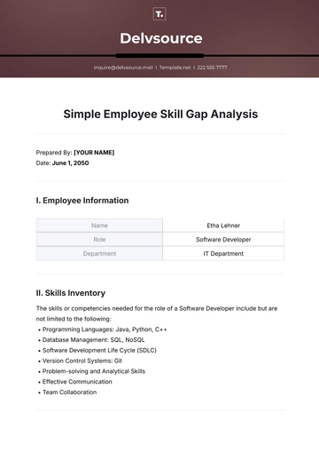 Free Simple Employee Skill Gap Analysis Template to Edit Online