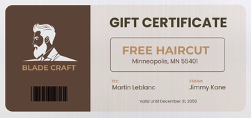 Free Barber Shop Gift Certificate Template to Edit Online