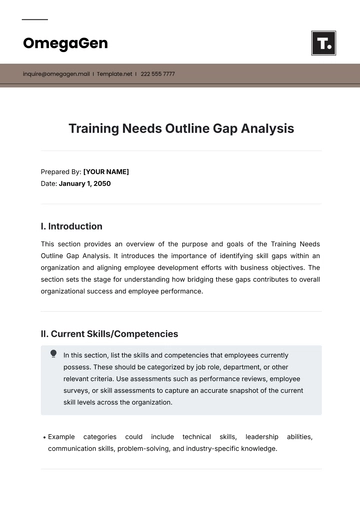 Free Training Needs Outline Gap Analysis Template to Edit Online