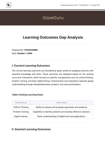 Free Learning Outcomes Gap Analysis Template to Edit Online