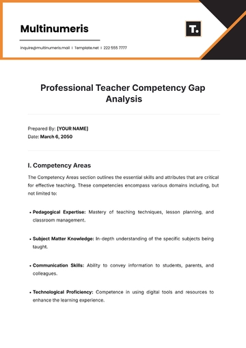 Free Professional Teacher Competency Gap Analysis Template to Edit Online