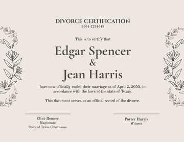 Free Simple Divorce Certificate Template to Edit Online