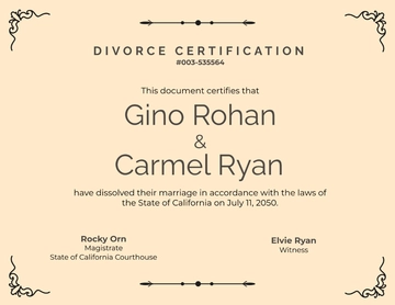 Free Editable Divorce Certificate Template to Edit Online