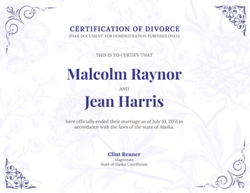 Free Fake Divorce Certificate Design Template to Edit Online