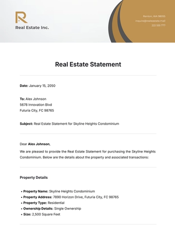 Free Real Estate Statement Template to Edit Online