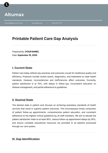Free Printable Patient Care Gap Analysis Template to Edit Online