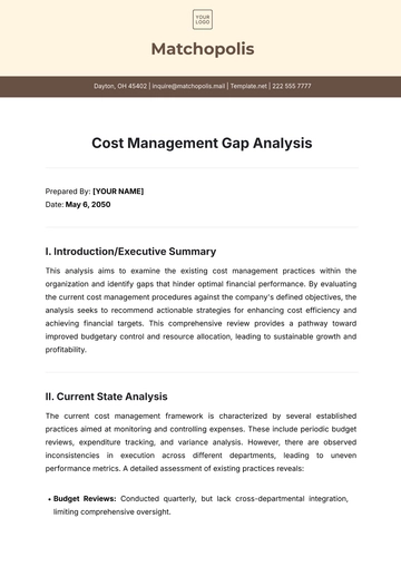 Free Cost Management Gap Analysis Template to Edit Online