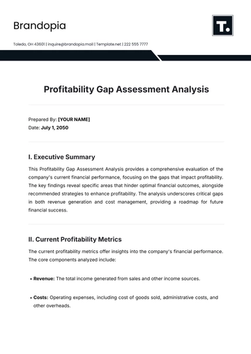 Free Profitability Gap Assessment Analysis Template to Edit Online