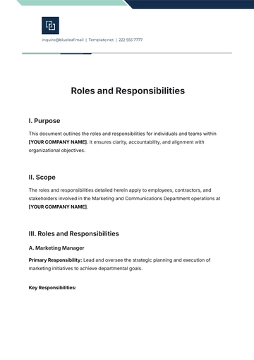 Free Roles and Responsibilities Template to Edit Online