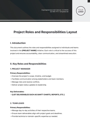 Free Project Roles and Responsibilities Layout Template to Edit Online