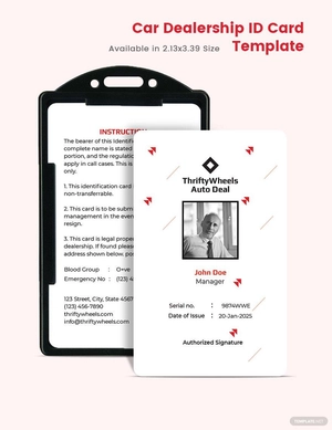 Car Dealership ID card Template