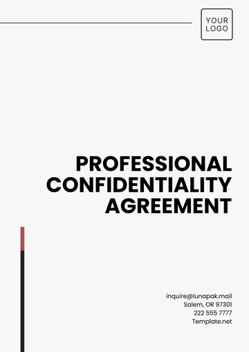 Free Professional Confidentiality Agreement Template to Edit Online