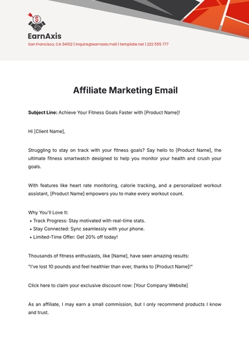 Free Affiliate Marketing Email Template to Edit Online