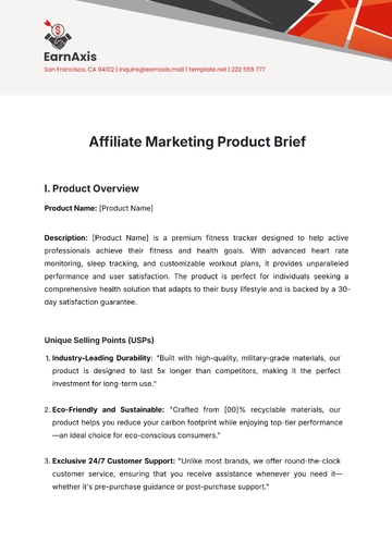 Free Affiliate Marketing Product Brief Template to Edit Online