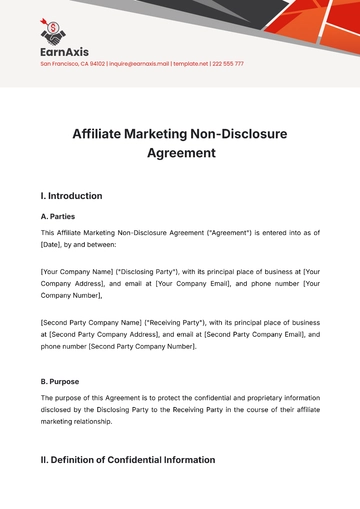 Free Affiliate Marketing Non-Disclosure Agreement Template to Edit Online