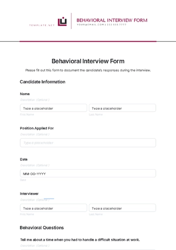 Free Behavioral Interview Form Template to Edit Online