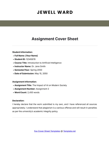 Free Assignment Cover Sheet Template to Edit Online