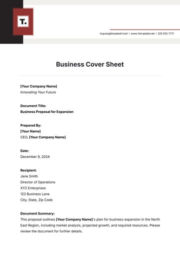 Free Business Cover Sheet Template to Edit Online