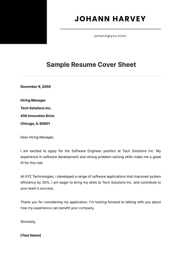 Free Sample Resume Cover Sheet Template to Edit Online