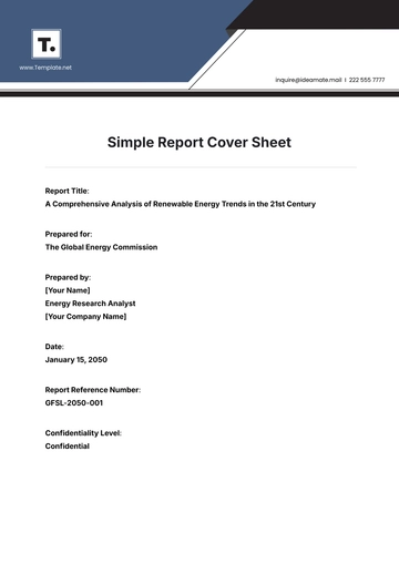 Free Simple Report Cover Sheet Template to Edit Online