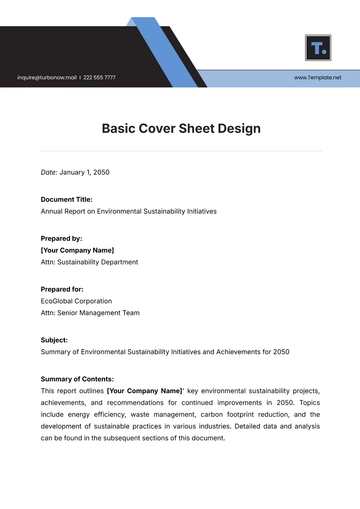 Free Basic Cover Sheet Design Template to Edit Online