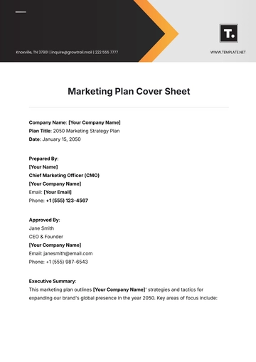 Free Marketing Plan Cover Sheet Template to Edit Online