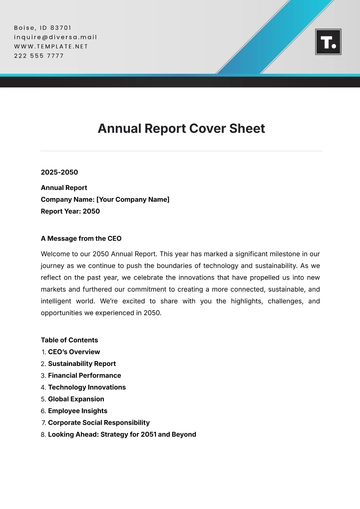 Free Annual Report Cover Sheet Template to Edit Online