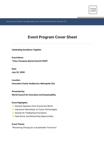Free Event Program Cover Sheet Template to Edit Online