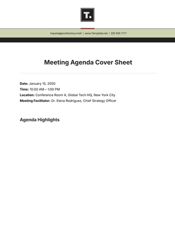 Free Meeting Agenda Cover Sheet Template to Edit Online