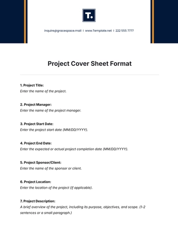 Free Project Cover Sheet Format Template to Edit Online