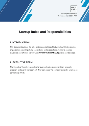 Free Startup Roles and Responsibilities Template to Edit Online