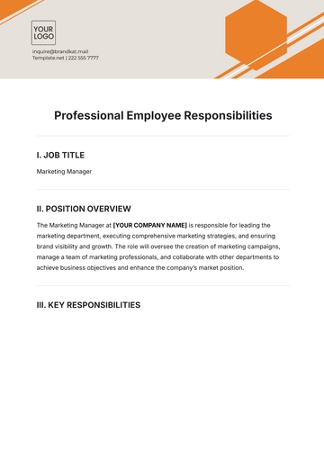 Free Professional Employee Responsibilities Template to Edit Online