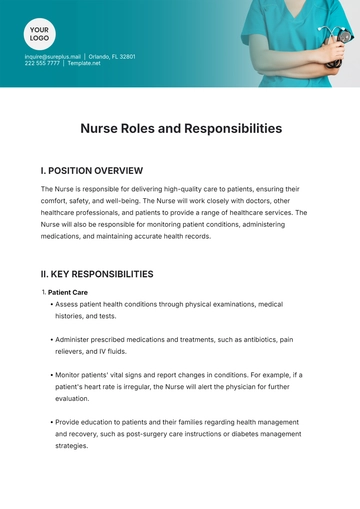 Free Nurse Roles and Responsibilities Template to Edit Online