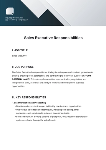 Free Sales Executive Responsibilities Template to Edit Online