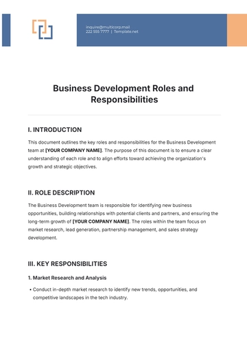 Free Business Development Roles and Responsibilities Template to Edit Online