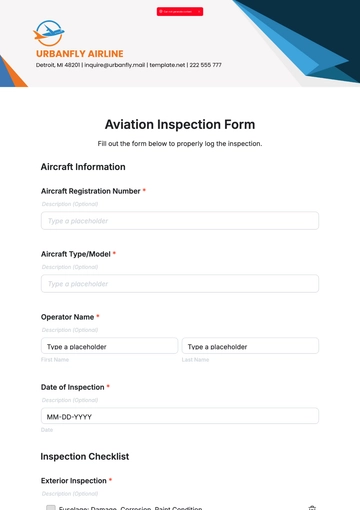 Free Aviation Inspection Form Template to Edit Online