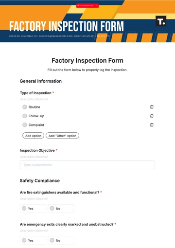 Free Factory Inspection Form Template to Edit Online