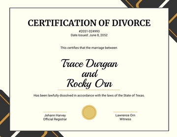 Free Personal Divorce Certificate Template to Edit Online