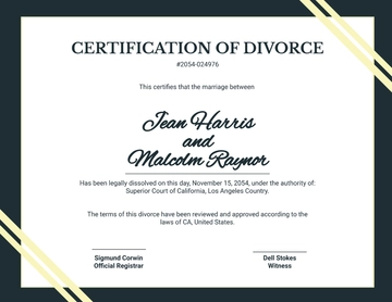 Free Sample Divorce Certificate Template to Edit Online